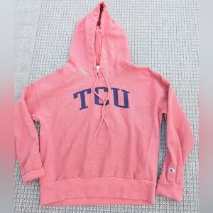 Texas Christian University‎ TCU Vintage Champion Reverse Weave Hoodie Sweatshirt
